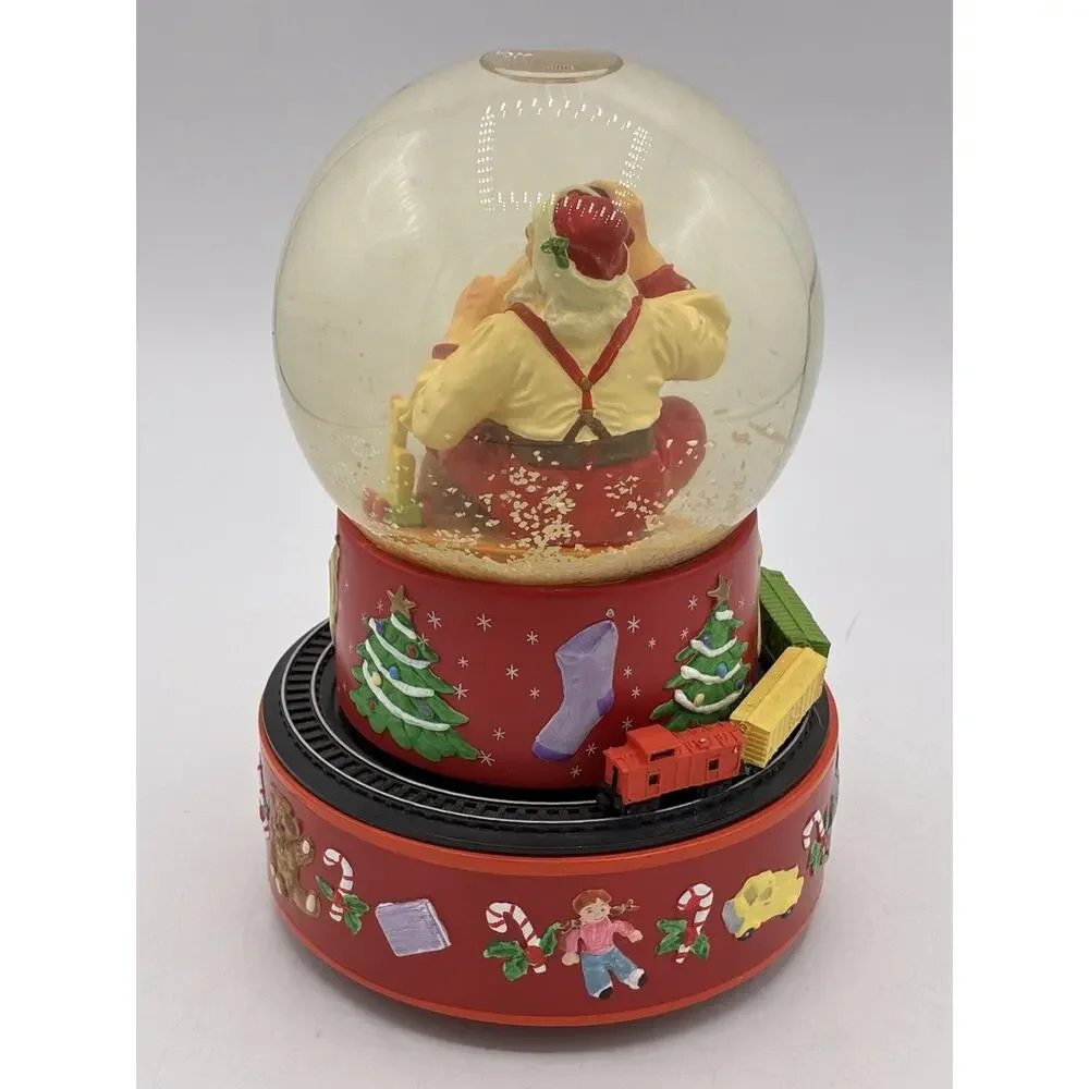 Coca-Cola Vintage Santa Musical Snow Globe Train Moves Hallmark Teach World Sing